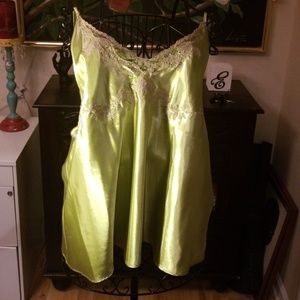 Dainty plus size shimmery green camisole.